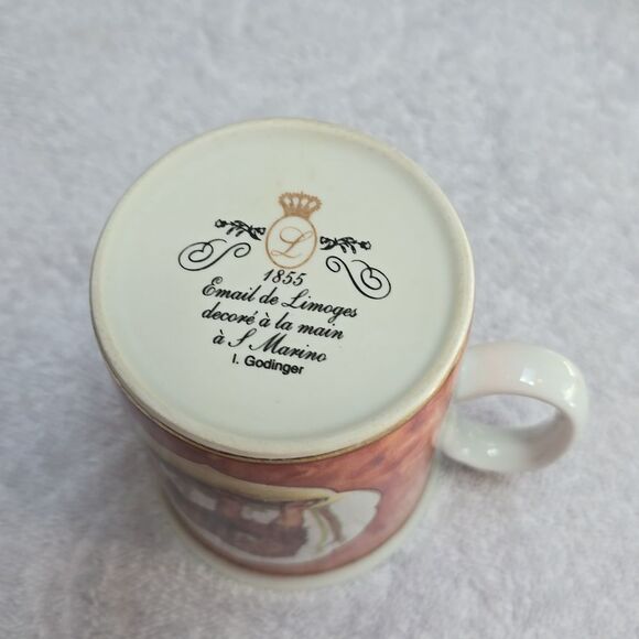 Vintage Email de Limoges 1855 Lion Mug by I. Godinger – Hand-Painted Porcelain - Picture 7 of 12